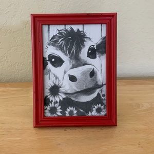 Farmhouse Cow and Sunflowers picture 5x7 w/frame